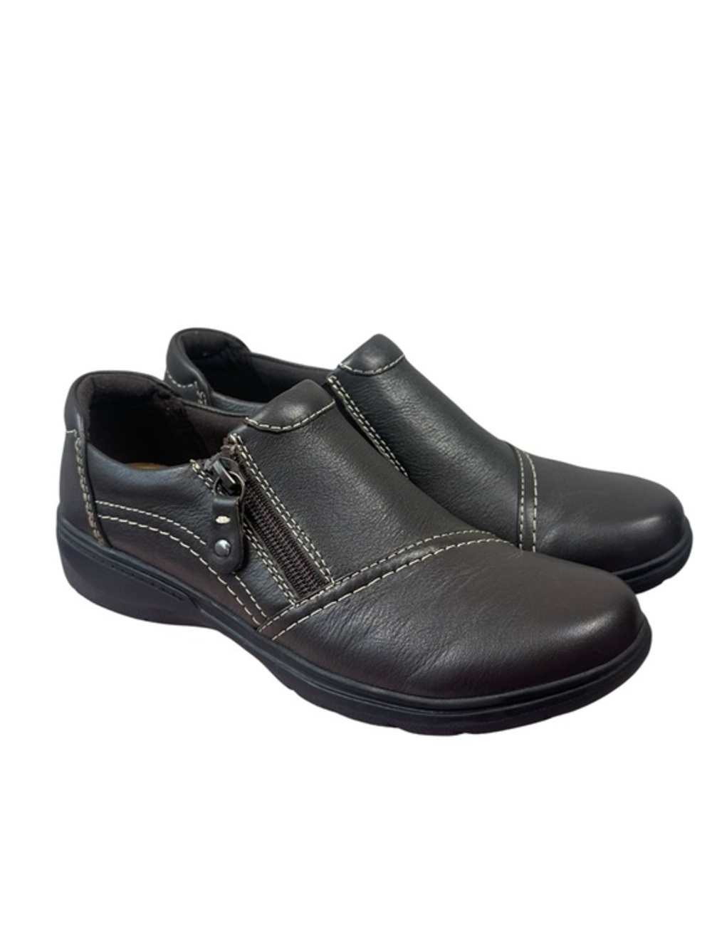 CLARKS Carleigh Ray Leather Shoe Women's Size US 7 M Dark Brown